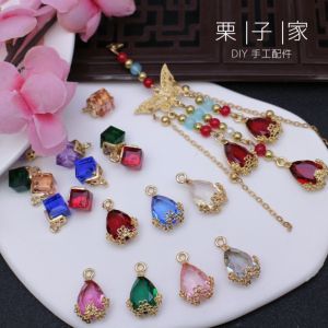 Alloy Crystal Teardrop Pendants DIY Handmade Necklace Hair Accessories Hanfu Fan Handmade Tassel Pressure