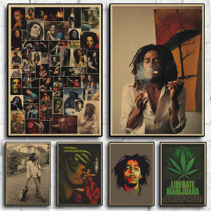 Bob Marley Poster Vintage Singer Rock Reggae Art Home Wall Muarl Decorative Music Album Canvas Paintings Aesthetics Room Decor