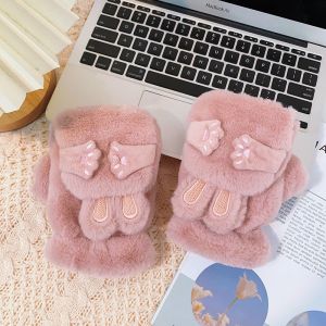 Deanbarry | Plush Warm Winter Gloves Half Finger Flip Cover