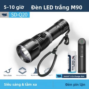 Đèn Pin Lặn Cá Mập Cười SDQ20 LED M90 Đèn Pin Sạc Dưới Nước Đèn Pin Siêu Sáng Có Dây Để Lặn Biển Sâu