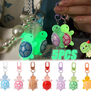พวงกุญแจเต่าเรืองแสง5ชิ้นหลากสีน่ารักพวงกุญแจรถเต่าตกแต่งพวงกุญแจห้อยกระเป๋าเฉพาะบุคคลสาว/ของขวัญแฟนหนุ่ม