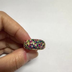 Huitan Geometric Design Women Ring Gold Color Wedding Engagement Accessories Inlaid Shiny Colorful CZ Luxury Party Lady Jewelry