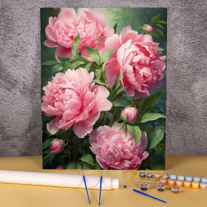 Painting By Numbers for Adults Peony Flower Handpainted Picture Personalized Gift Paint with Numbers Drawing for Home Decors