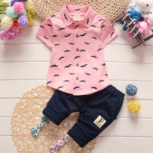 Children short-sleeved clothes suits Pink Baby Clothes Sets Casual childrens clothing Two-piece set