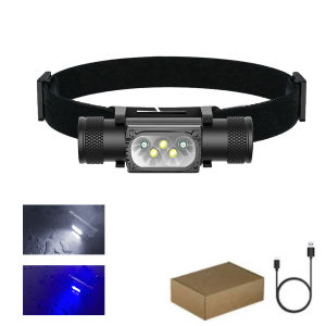 SOLOLANDOR LED Mini Night Fishing Headlamp White Blue Light Headlight 18650 Type-C USB Head Torch Catch Fish Flashlight Lamp