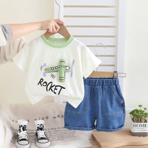 Boys Summer Outfit Short Sleeve Two-Piece Set Childrens Summer Clothing New Baby Boys Sport Casual Cotton Blend Fabric