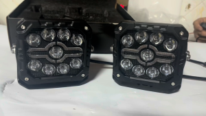 DL-027 4-inch Square Black Warrior 9-Lamp White+DRL Yellow Explosive Flash - PAIR