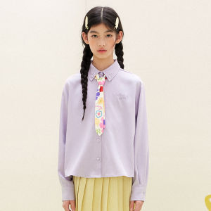 LOVESASAKIDS | Versatile Casual Purple Long Sleeve Shirt 1pc + Floral Tie 1pc