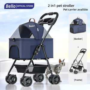 Bello Pet stroller Detachable Lightweight Small Foldable Pet stroller Cart Pusher Dog Portable Cat Bag Separation Cage Small Pet Cart