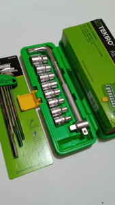 Paket Tekiro Kunci Shock Set 10 Pcs 8-24 mm 1/2 Inch Chrome Vanadium Kunci Sok Lengkap & Kunci L Tekiro 1 Set Lengkap Ori