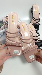 Heels Wanita 5 cm Sandal Hak Tahu Wanita 5 cm Heels Tali Wanita Model Kepang