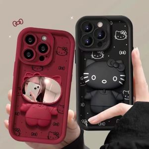 Samsung Galaxy A06 A56 A55 A26 A36 A16 S25 A05 a05s A15 S24 S23 S22 S21 Plus siêu S20 FE A35 hello kitty Gương đứng chủ vỏ điện thoại dễ thương