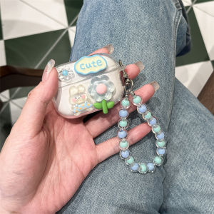 Transparent Silicone Protective Case for Bowe WM02 Spacecraft Bluetooth Earphones Rabbit Flower Design Soft Shell Anti-fall