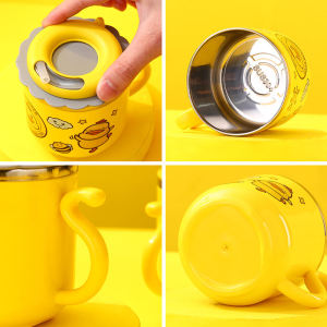 Cartoon Cup Straw Cup 300ml Stainless Steel Water Cup Milk Cup Thermos Water Bottle