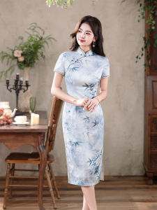Retro Modernized Qipao Daily Wear Slimming Ink Bamboo Print