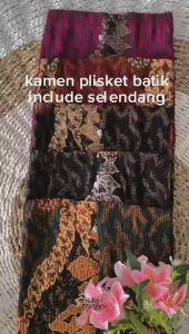 Kamen Plisket Baby Touch & Selendang Panjang Bahan Melar
