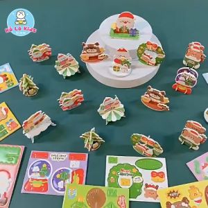 Set 10 Thẻ ghép hình 3d Noel chủ đề giáng sinh cho bé hồ Lô Kids