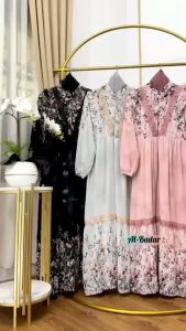 Gamis Ceruty Set Hijab Kerah Tali Pundak Kerut