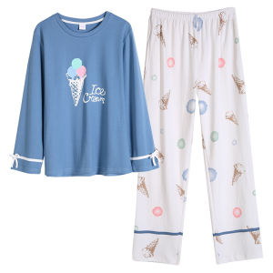 Cute and Stylish Long Sleeve Cotton Home Wear Set for Spring Autumn and Summer Wear Outside