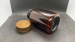 ขวด 150 มล. ( 12 ใบ) พลาสติกสีชาPET + ฝาเซฟตี้ล็อค #37mm. (GW.=0.4 kg.)17#37