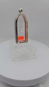 M#054 ตลับพระ/กรอบพระสเตนเลสลายไทย วงใน 2.1x5.4 ซม พิมพ์ลีลาพระรูปหล่อยืนหรือพิมพ์ใกล้เคียง เป็นต้น < ขนาดที่ใส่สวย 1.8x5.1 ซม >