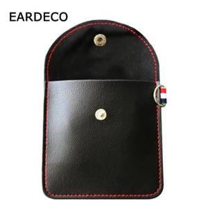 EARDECO Đen Mini Cứng Hộp Đựng Tai Nghe Da PU Tai Nghe Nhét Tai Di Động Túi Hộp Có Cáp USB Tổ Chức Tai Nghe Túi Bảo Quản