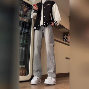 Quần Jeans Nam Ống Thẳng Màu Đen Đơn Giản Phong Cách Đường Phố Mỹ Quần Jeans Thường Ngày Cho Trẻ Em Cỡ 13-14 Tuổi