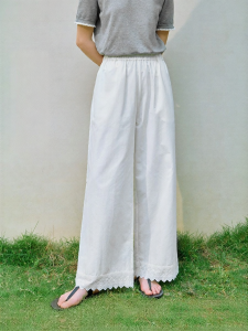 INMAN | Lace Lyocell Elastic Waist Casual Womens Wide Leg Pants