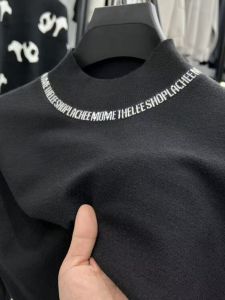 Mens High Neck Knitwear Pure Color Base Layer Trendy Brand Fashionable Sun Protection Loose Fit Long Sleeve Half High Collar