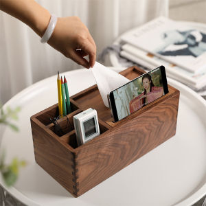 Black Walnut Tissue Box Living Room Desktop Remote Control Solid Wood Storage Box New Chinese Tea Table Multifunctional Paper Extraction Box