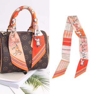 Elegant Horse Pattern Silk Scarf Versatile Narrow Band for Bag Handling And Hair Ties Korean Style Rectangle Scarf for All Ages