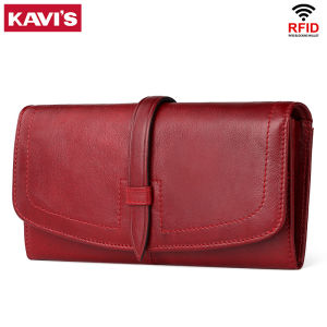 Womens Genuine Leather Wallet Classic Long Wallets with Zipper Coin Purse RFID Blocking Clutch Card Holder for Ladies Portfel