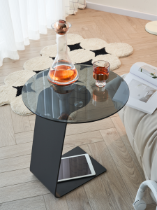 Minimalist Modern Italian Style High-End Glass Coffee Table Stainless Steel Living Room Furniture Artistic Positioning