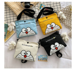 Doraemon Cartoon Canvas Small Bag for Boy Girl Cute Doraemon One Shoulder Messenger Bag Stationery Storage Bag