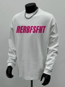 เสื้อยืดแขนยาวสไตล์อเมริกันสำหรับผู้ชาย คอลเลกชั่นฤดูใบไม้ร่วง 2025 ผ้าฝ้ายผสม ทรงหลวม ปกติ ไม่ต้องรีด