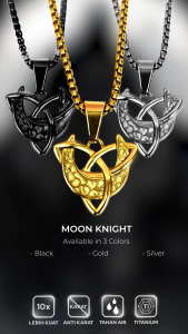 Emrys Liontin Set MOON KNIGHT Real Titanium Anti Karat Liontin Titanium Pria Wanita