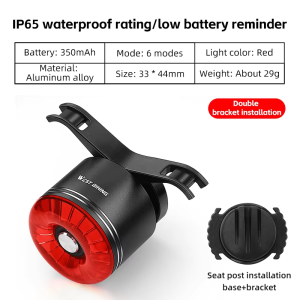 West Biking | WEST BIKING Smart Brake Sensor Day-Night Sensing Bike Taillight Lightweight 5 Lighting Modes Rear Lamp MTB Road Bike Spare Parts