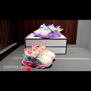 【On Hand】 Frozen LED Shoes With Lights For Kids Girls Elsa Shoes Korean Rubber Shoes 1 To 5 Year Old