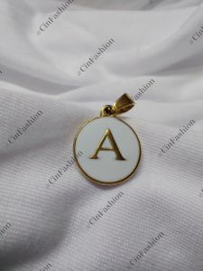 Stainless Gold Letter White Pendant