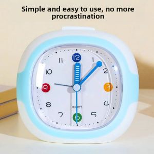 MONLEYTA | Childrens Cute Silent Creative Student Desk Clock Bedside Night Light Multi-Function Plastic Battery Operated Table Clock