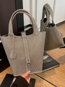 New DIY Handwoven Bucket Bag Material Kit Single Shoulder Crossbody Bag Gift for Best Friend Fashionable Leisure PU Leather