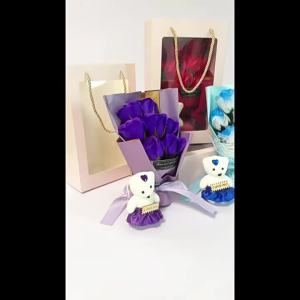 7PCS Soap Flower Eternal Roses Flower Bouquet Gift Box Decoration For Valentines day Gift