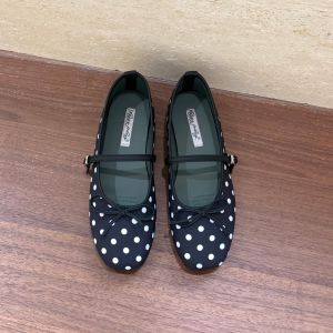 Vintage Dots Mary Jane Ballet Flats Womens Shoe Spring