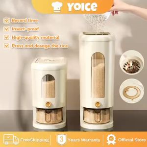 Yoice Visual Rice Bucket Rice Container Grain Storage Rice Dispenser Rice Barrel with Time Scale Home kitchen Rice Bucket Grain Dispenser