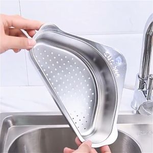 304 Stainless Steel Sink Drain Basket Hanging Kitchen Mesh Dish Vegetable Wash Basin Leftover Filter