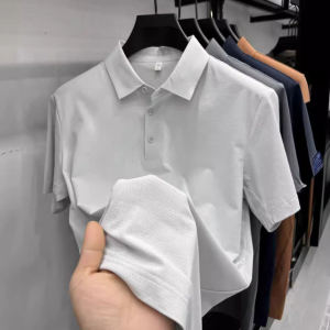 Young Mens Summer Short Sleeve round Neck Polo Shirt Sorona Fabric Moisture Wicking Breathable Anti-Wrinkle T-Shirt Fashion Urban Business Casual