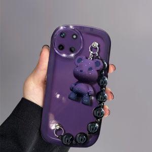 Casing Realme11 RealmeC51 Realme 11 C51 NFC 5G 4G Phone Case Hot Deals New Design Purple Black Bulldog Bear Bracelet Pendant Silicon Transparent Soft Cover 2023