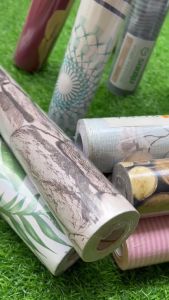 Wallpaper Dinding Stiker Motif Bata Merah / Daun Hijau / Bunga Shaby / Motif Batik UKURAN 45CMX10M