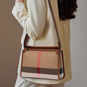 Aidrani Cowhide 2025 Autumn  New High-End Plaid Satchel Small Square Casual Versatile Genuine Leather Shoulder Crossbody Bag