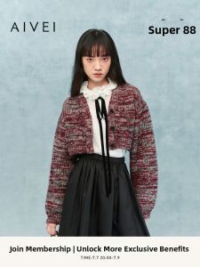 AIVEI | Youthful Casual V-Neck Crop Knit Cardigan